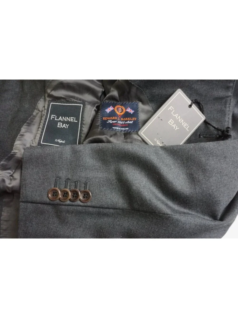Flannel Bay Gray Edward Barkley 100s Wool 2Pc Suit Jacket Pants Sz 40 Brand Newc